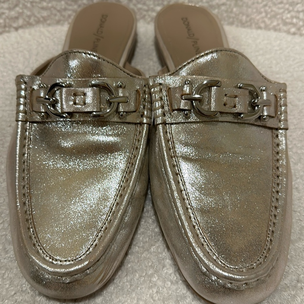Donald Pliner silver metallic mules size 10